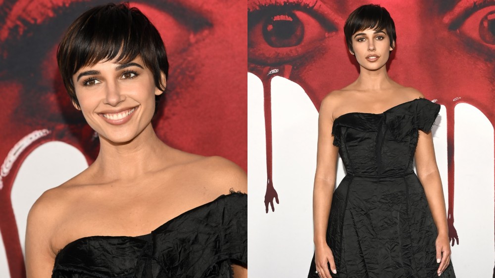 Naomi Scott at the "Smile 2" premiere on Oct. 14 in Los Angeles, Jason Wu, strapless dress, red carpet