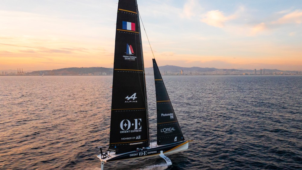An Orient Express – L’Oréal sailboat at the America's Cup in Barcelona.
