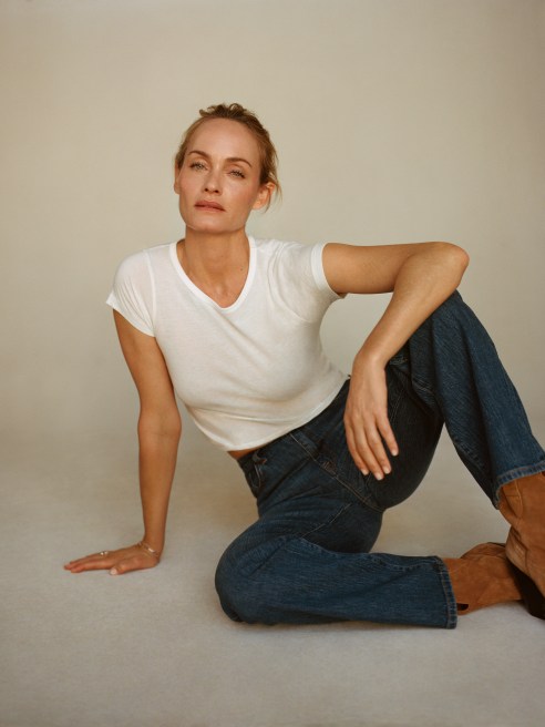 Amber Valletta in Triarchy's plastic-free denim.