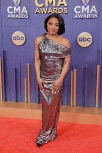 NASHVILLE, TENNESSEE - NOVEMBER 20: EDITORIAL USE ONLY Simone Biles attends The 58th Annual CMA Awards at Music City Center on November 20, 2024 in Nashville, Tennessee. (Photo by Jason Kempin/Getty Images)