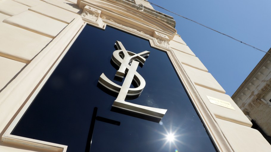 Yves Saint Laurent symbol displayed outside the boutique on September 26, 2024 in Bari, Italy.