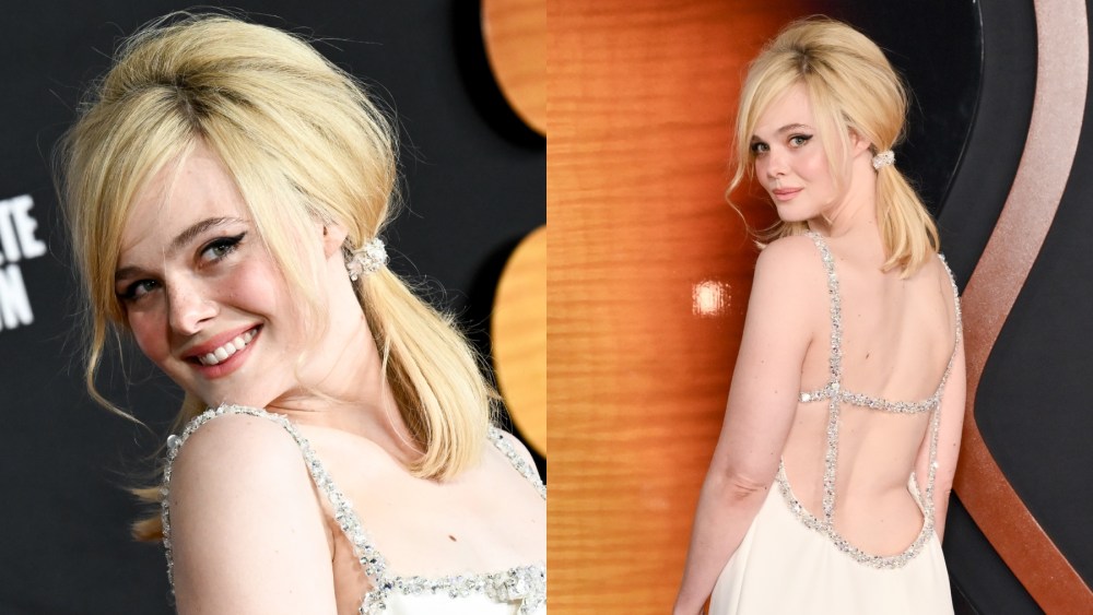 Elle Fanning at the Los Angeles premiere of "A Complete Unknown" on Dec. 10, Gucci, Cartier, red carpet, 1960s, retro