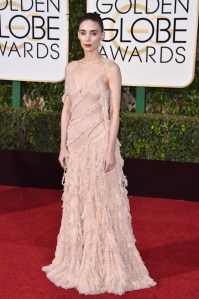 Rooney Mara in Alexander McQueen attends the 73rd Annual Golden Globe Awards held at the Beverly Hilton Hotel on January 10, 2016.