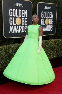 Cynthia Erivo in Valentino attends the 78th Annual Golden Globe Awards held at The Beverly Hilton and broadcast on February 28, 2021.