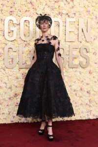 Rosamund Pike in Dior Couture attends the 81st Annual Golden Globe Awards at The Beverly Hilton on January 07, 2024.