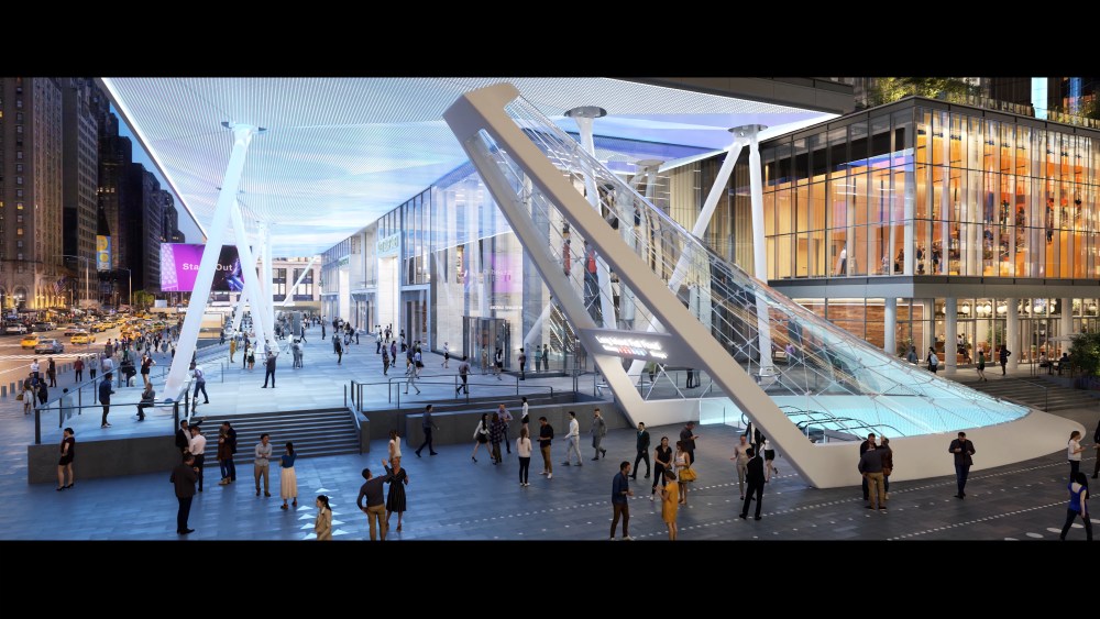 A view of the Bustle by Madison Square Garden and the entrance to Penn Station in the transformed Penn District.