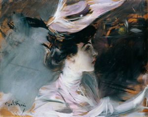ITALY - MARCH 19:  The Portrait of Lina Cavalieri with a new hat, by Giovanni Boldini (1842-1931). (Photo by DeAgostini/Getty Images)