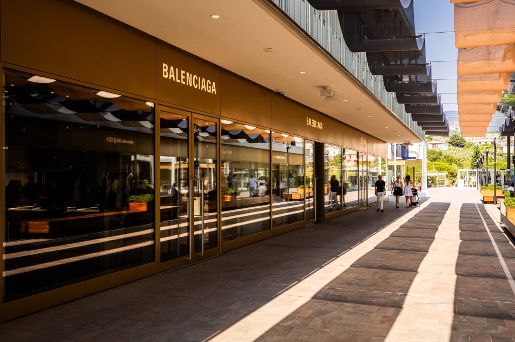 Balenciaga boutique and tourist in The Mall Outlet on the outskirts of Sanremo in Liguria, eastern Italy, July 31, 2024.