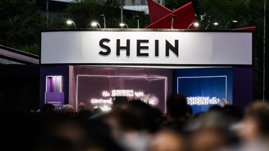 Shein stand during 'Ensaios de Carnaval da Anitta' show at Memorial da America Latina on February 4, 2024 in Sao Paulo, Brazil.