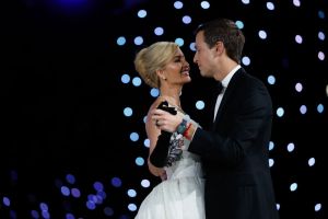 WASHINGTON, DC - JANUARY 20: Ivanka Trump wears givenchy haute couture dances with her husband Jared Kushner at the Liberty Inaugural Ball on January 20, 2025 in Washington, DC.  President  DonaldTrump attends some of the inaugural balls after taking the oath as the 47th president. (Photo by Anna Moneymaker/Getty Images)