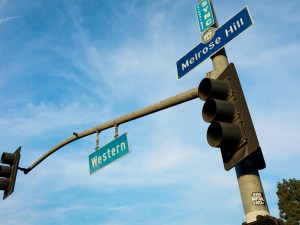 A view along Western Ave in the Melrose Hill neighborhood in Los Angeles