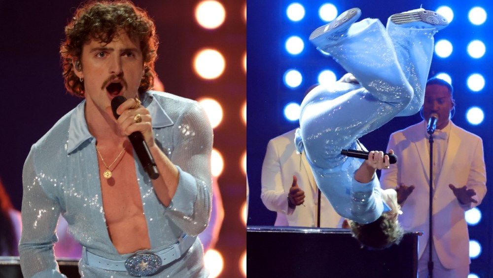 Benson Boone flips performs onstage during the 67th Annual GRAMMY Awards at Crypto.com Arena on February 02, 2025 in Los Angeles, California.