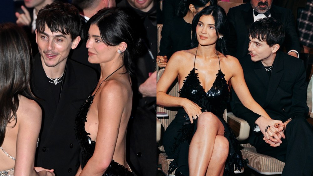 Timothée Chalamet and Kylie Jenner at the 2025 BAFTA Awards on Feb. 16 in London, backless sequined dress
