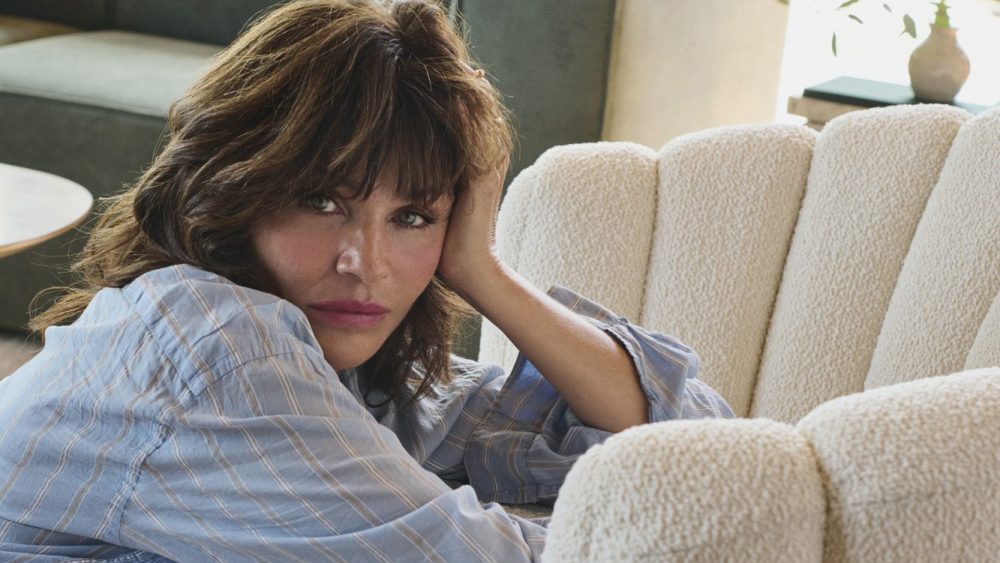 Helena Christensen poses with her first collection with BoConcept as its artistic director.