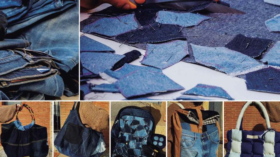 Evlox partnered with students from Qstura to upcycle jeans from past seasons.
