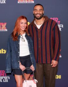 Kaylie Alyson, Solomon Thomas at the Tubi Red Carpet during Super Bowl LIX at Caesars Superdome on February 09, 2025 in New Orleans, Louisiana.