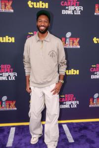 Cam Kirk at the Tubi Red Carpet during Super Bowl LIX at Caesars Superdome on February 09, 2025 in New Orleans, Louisiana.