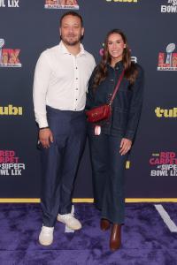 Alec Ingold, Alexa Ingold at the Tubi Red Carpet during Super Bowl LIX at Caesars Superdome on February 09, 2025 in New Orleans, Louisiana.