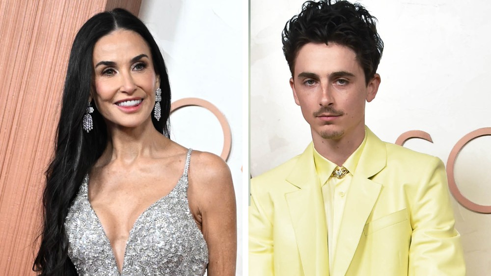 Demi Moore, Timothée Chalamet on March 2 at the 2025 Oscars in Los Angeles.