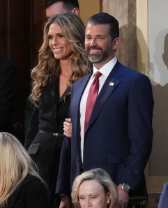 WASHINGTON, DC - MARCH 04: Bettina Anderson and Donald Trump, Jr  attend President Donald Trump's joint session of Congress at the U.S. Capitol on March 04, 2025 in Washington, DC. President Trump was expected to address Congress on his early achievements of his presidency and his upcoming legislative agenda. (Photo by Andrew Harnik/Getty Images)
