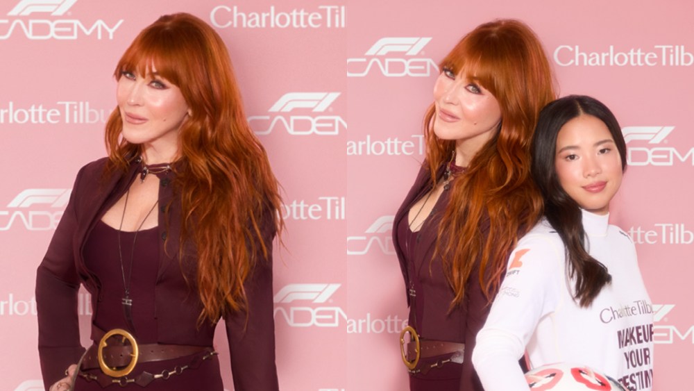 Charlotte Tilbury, left, and Chloe Chong pose for photos.