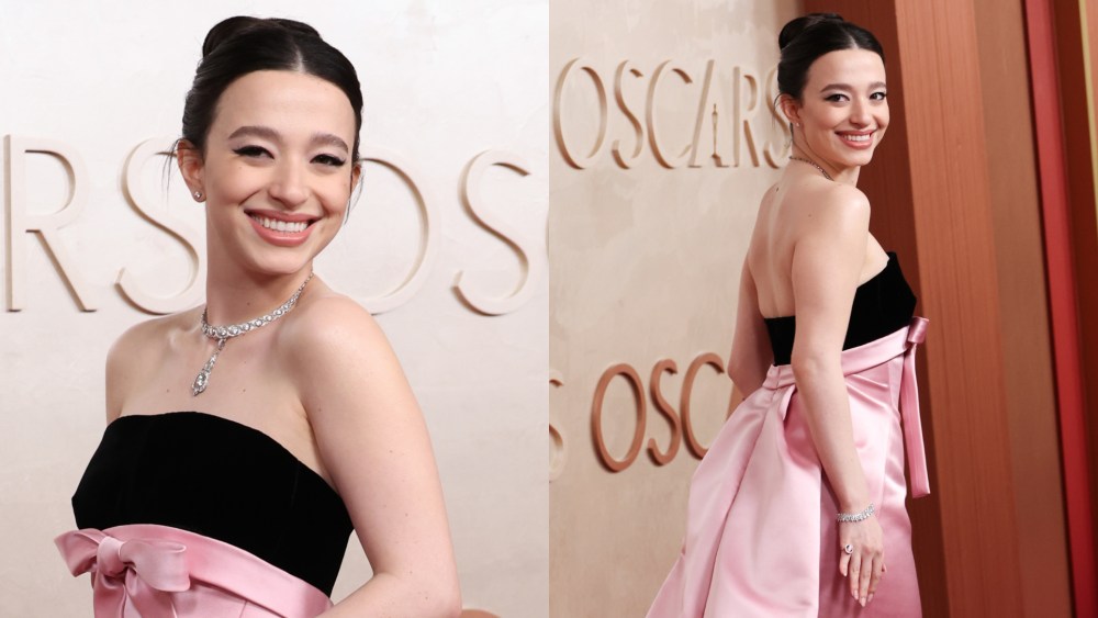 Mikey Madison wears dior bow dress at the 2025 Oscars.