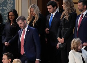 WASHINGTON, DC - MARCH 04: (L-R) Eric Trump, Tiffany Trump, Michael Boulos, Bettina Anderson and Donald Trump, Jr  attend President Donald Trump's ajoint session of Congress at the U.S. Capitol on March 04, 2025 in Washington, DC. President Trump was expected to address Congress on his early achievements of his presidency and his upcoming legislative agenda. (Photo by Andrew Harnik/Getty Images)