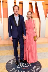 Conan O'Brien, Liza Powel O'Brien at the 2025 Vanity Fair Oscar Party Hosted By Radhika Jones held at Wallis Annenberg Center for the Performing Arts on March 02, 2025 in Beverly Hills, California.