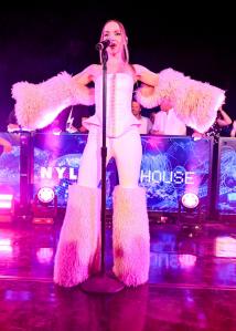 Dove Cameron performs at the NYLON House on April 11, 2025 in Palm Springs, California.