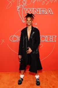NEW YORK, NEW YORK - APRIL 14: Aziaha James arrives prior to the 2025 WNBA Draft at The Shed on April 14, 2025 in New York City. (Photo by Cindy Ord/Getty Images) NOTE TO USER: User expressly acknowledges and agrees that, by downloading and or using this photograph, User is consenting to the terms and conditions of the Getty Images License Agreement.