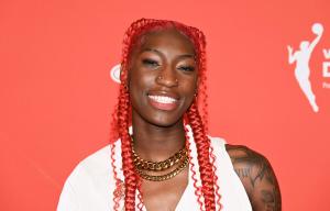 Saniya Rivers at The WNBA Draft 2025 held at The Shed on April 14, 2025 in New York, New York.