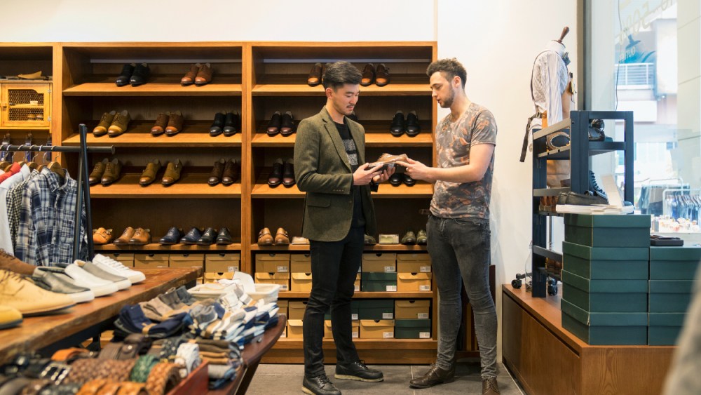 Shoe, store shopping, leather shoes