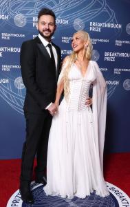 Matthew Rutler, Christina Aguilera at The 11th Breakthrough Prize Ceremony held at Barker Hanger on April 05, 2025 in Santa Monica, California.