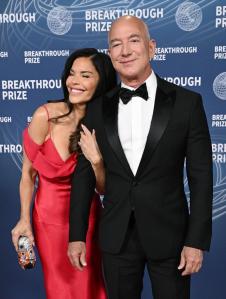 Lauren Sánchez, Jeff Bezos at The 11th Breakthrough Prize Ceremony held at Barker Hanger on April 05, 2025 in Santa Monica, California.