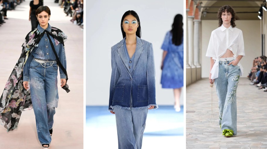 A new report from WGSN, called “Women’s Denim Wash & Finish Spring/Summer 2025,” describes how designers are using these techniques unique to denim to add visual and textural interest.