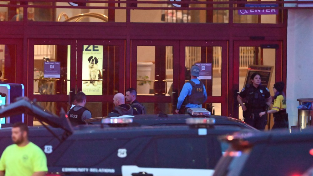 CONNECTICUT, UNITED STATES - MAY 27: Local, state and federal agencies work at the crime scene at Brass Mill Center Mall on Union Street where five people were shot in a mass shooting in Waterbury, Connecticut, United States on May 27, 2025. At around 4:40 PM the mass shooting took place, it started as a conflict that escalated which led to a suspected man in his 20s to open fire. There are currently no suspects in custody. (Photo by Kyle Mazza/Anadolu via Getty Images)