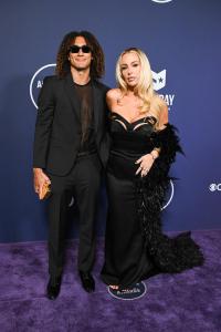 Makoa Kaleiki Ho, Tana Mongeau at the 2025 American Music Awards held at the Fontainebleau Las Vegas on May 26, 2025 in Las Vegas, Nevada.