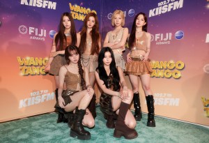 Jiwoo, Lily, Sullyoon, Kyujin, Bae, Haewon of NMIXX at iHeartRadio's 102.7 KIIS FM Wango Tango held at Huntington City Beach on May 10, 2025 in Huntington Beach, California.