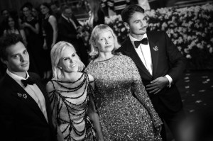Tory Burch, Pamela Anderson in Tory Burch, and  Brandon Thomas Lee at the 2025 Met Gala.