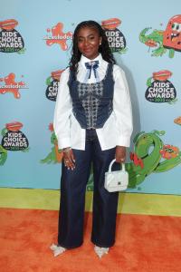Celina Smith at the Nickelodeon 2025 Kids' Choice Awards held at Barker Hangar on June 21, 2025 in Santa Monica, California.