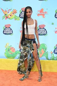 Tyla at the Nickelodeon 2025 Kids' Choice Awards held at Barker Hangar on June 21, 2025 in Santa Monica, California.