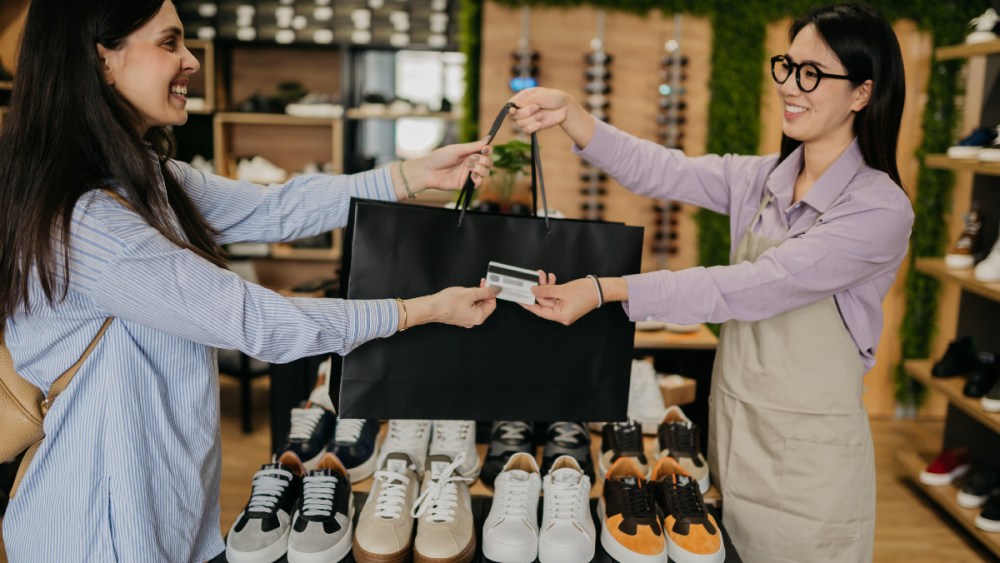 shoe buying, buying shoes, paying for shoes, shoe store