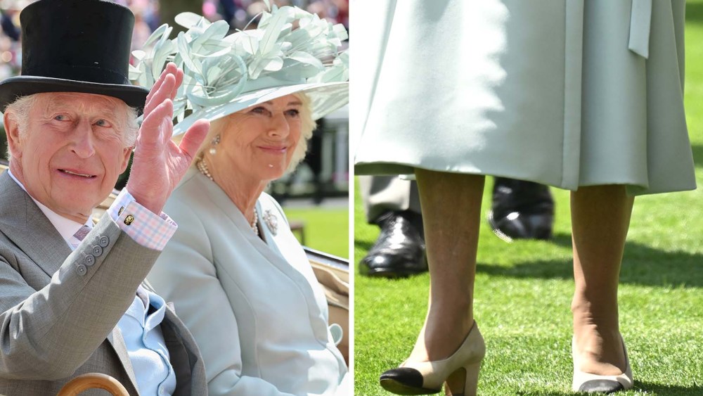 King Charles and Queen Camilla, who wore Chanel cap toe pumps, at day one of Royal Ascot on June 17, 2025.