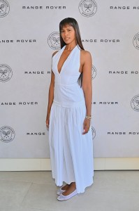 LONDON, ENGLAND - JULY 12: Sabrina Elba joins Range Rover for lunch during the Ladies' Singles Final Day at The Championships, Wimbledon, on July 12, 2025 in London, England. (Photo by Jed Cullen/Dave Benett/Getty Images for Range Rover)