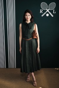LONDON, ENGLAND - JULY 04: Hikari Mori wearing Ralph Lauren attends the Ralph Lauren suite during The Championships, Wimbledon at ALL England Lawn Tennis and Croquet Club at Wimbledon on July 04, 2025 in London, England. (Photo by Darren Gerrish/WireImage for Ralph Lauren)