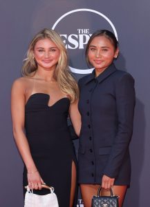 HOLLYWOOD, CALIFORNIA - JULY 16: (L-R) Gisele Thompson and Alyssa Thompson attend the 2025 ESPY Awards at Dolby Theatre on July 16, 2025 in Hollywood, California.  (Photo by Maya Dehlin Spach/WireImage)