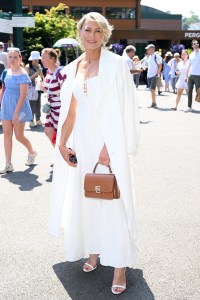 LONDON, ENGLAND - JULY 13: Robin Wright, wearing Ralph Lauren, attends day fourteen of the Wimbledon Tennis Championships at the All England Trennis and Croquet Club at on July 13, 2025 in London, England. (Photo by Karwai Tang/Getty Images for Ralph Lauren)