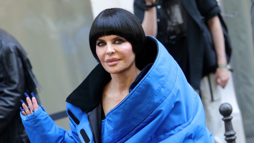 Lisa Rinna sports shaggy bowl cut at the Balenciage Fall 2025 Couture show in Paris.