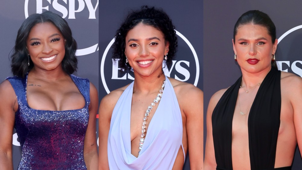 Simone Biles, Azzi Fudd and Ilona Maher at the 2025 ESPY Awards.