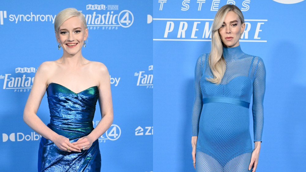Julia Garner, Vanessa Kirby at "The Fantastic Four: First Steps" World Premiere held at the Dorothy Chandler Pavilion on July 21, 2025 in Los Angeles, California.